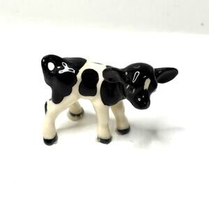 Hagen Renaker Mini Figurine Vntg 90s Tiny Black and White Calf Cow